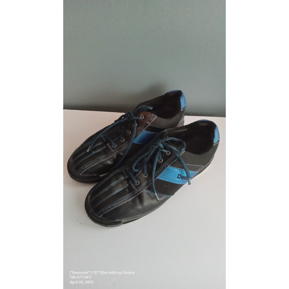 Dexter Bowling Shoes Black Blue Striped Lace‎ Up Comfort Athletic Size?